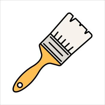 Paint Brush Flat design style handheld brush symbolizing painting tasks ideal for renovation graphics and creative projects. vector