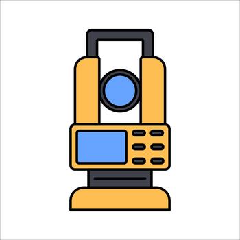Theodolite Flat design style survey instrument symbolizing land measurement ideal for engineering plans and mapping designs. vector