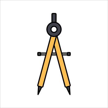 Compass Flat design style precision drawing tool symbolizing drafting ideal for architectural plans and technical drawings. vector