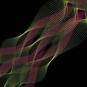 Neon Wave Mesh Line Art, Futuristic Abstract Flow Design vector