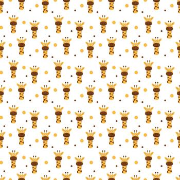 contento jirafa cara sin costura modelo en punteado antecedentes. linda jirafa personaje sin costura modelo vector