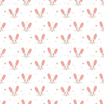 gracioso conejito cara sin costura modelo con rosado orejas. juguetón Conejo cabeza sin costura modelo vector