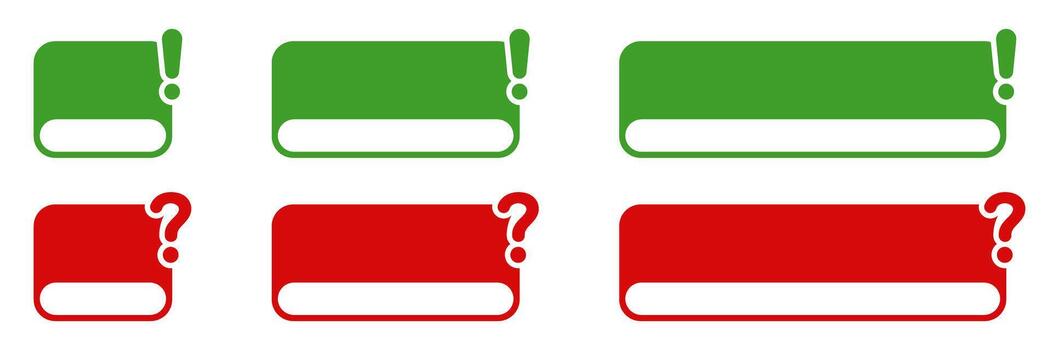 Exclamation and Question Marks for Alert and Notification Box Attention. Text banner and important frame. Green and Red Message Label. Isolated Illustration vector