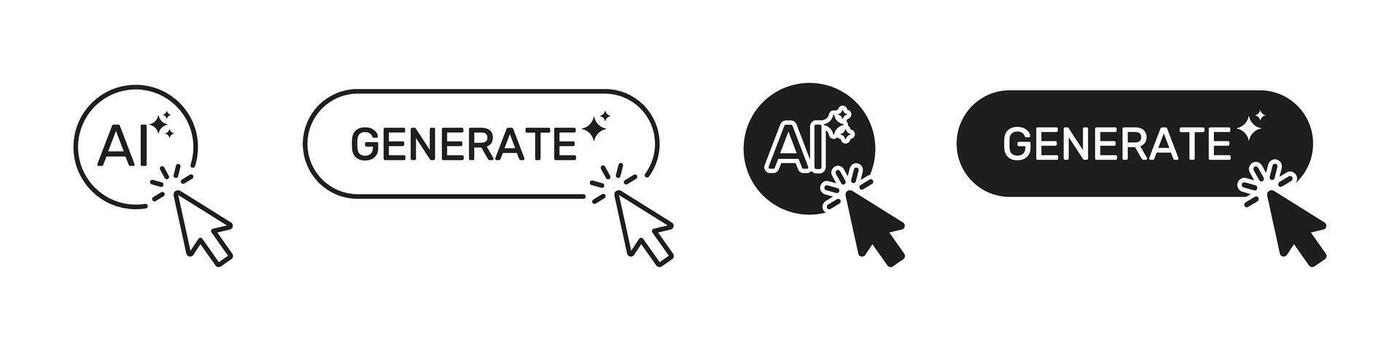 ai generar botón hacer clic icono colocar. artificial inteligencia activación y contenido creación símbolo recopilación. aislado ilustración vector