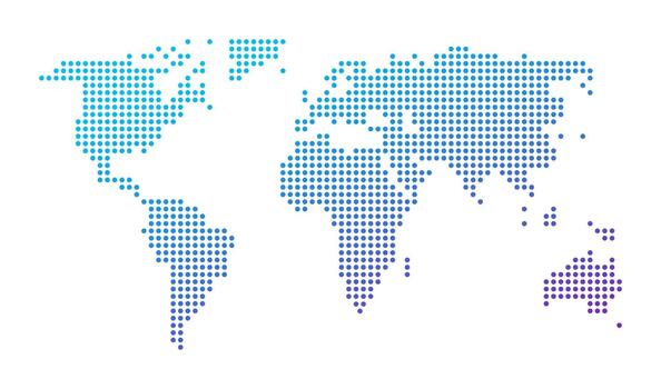 Minimal Dotted World Map Illustration with Global Network and Blue Gradient vector
