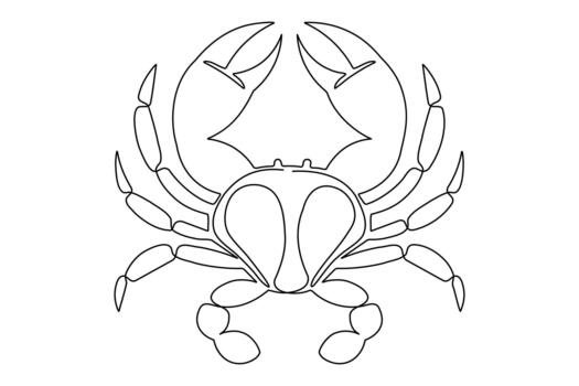 Continuous line drawing of crab icon minimalist style isolate seafood vector
