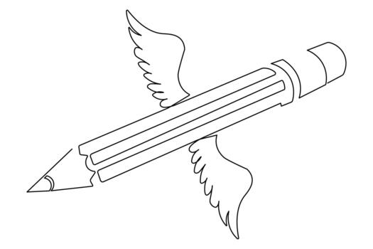 Continuous line drawing of pencil icon minimalist style isolate sketch vector