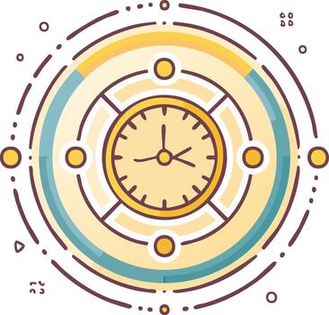 Circular Clock Illustration Symbolizing Deadlines and Time Management with Progress Tracker Elements vector
