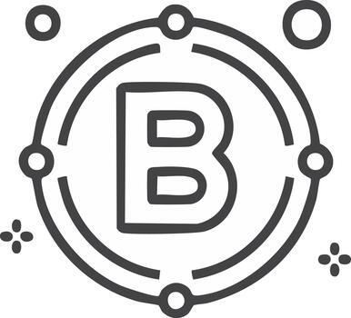 Abstract Letter B Icon within a Circular Network Connection Design vector