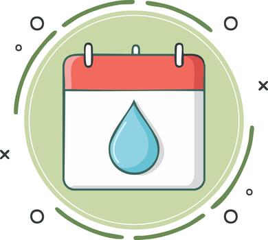 Calendar icon with water drop symbol indicating important dates for water resources or environmental awareness vector