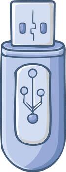 Cartoon USB Flash Drive Computer Data Storage Device With Standard Connector Electronic Memory Isolated vector