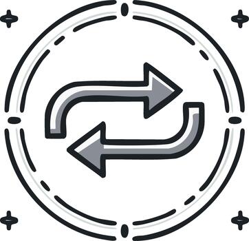 mano dibujado actualizar flechas icono simbolizando continuo lazo o datos intercambiar proceso vector