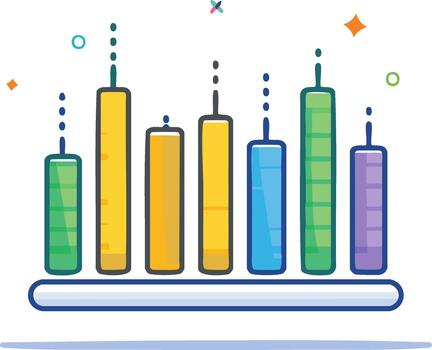 Cartoon Bar Chart Illustrating Growing Data Trends on a White Background Graphic Representation for Presentations and Reports vector