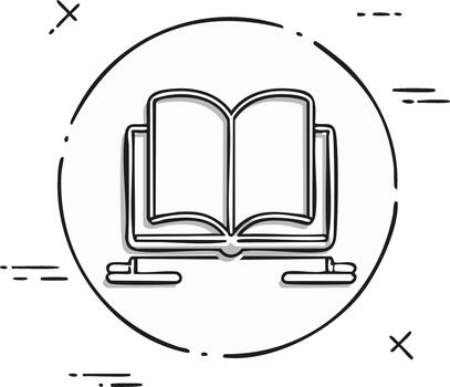 Stylized Open Book Inside Circle in Outline Design for Reading and Education Concepts vector