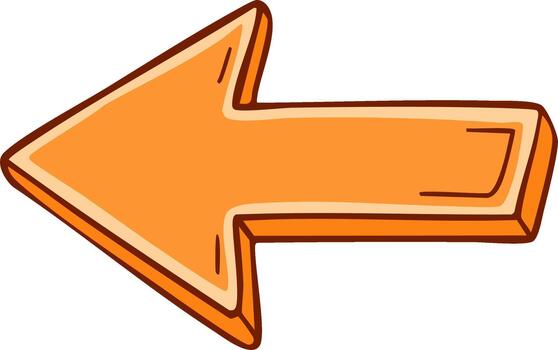 naranja flecha señalando izquierda con un sencillo 3d diseño y grueso contornos vector