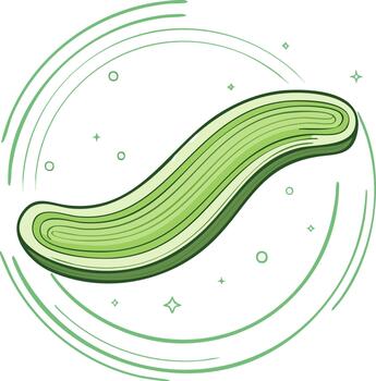 Stylized green abstract illustration with curved lines and decorative elements on a white background vector