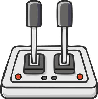 dibujos animados ilustración de un controlar panel con dos palancas y pequeño botones, diseño elemento vector