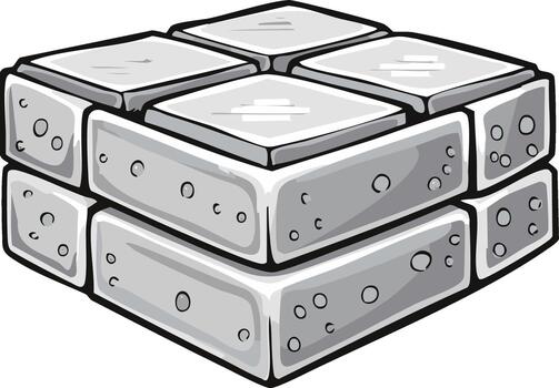 dibujos animados Roca bloquear estructura construcción gris Roca cubo ilustración vector