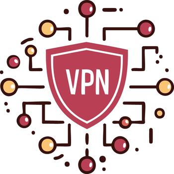VPN shield protecting digital data and online privacy within a secure network icon vector