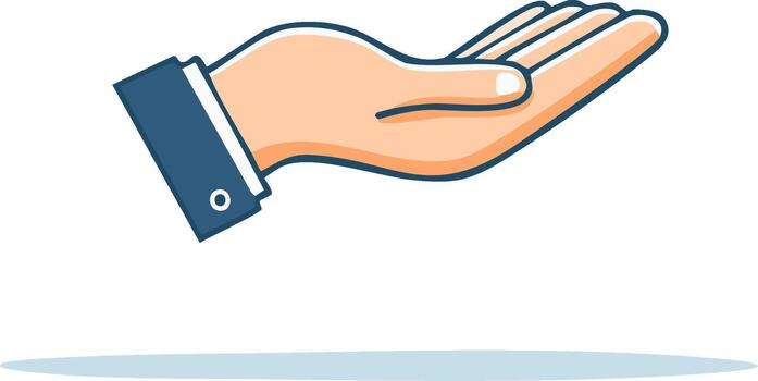 Stylized hand in a suit jacket extending open to offer or receive something vector