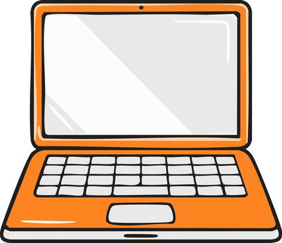 Illustration of a Bright Orange Open Laptop with Keyboard for Work and Digital Design vector