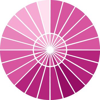 Monochromatic pink color wheel with various shades for graphic design and color selection vector