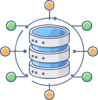 moderno base de datos servidor con red conexiones, datos almacenamiento tecnología concepto vector