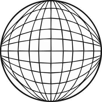 Black and white abstract geometric sphere with grid pattern vector