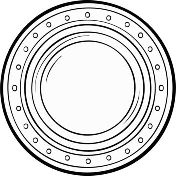 Abstract black and white circular design with concentric rings and small rivet patterns line art vector