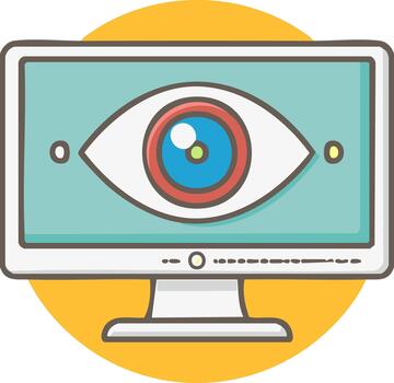 Digital eye on computer screen representing internet surveillance, data privacy, and online monitoring vector