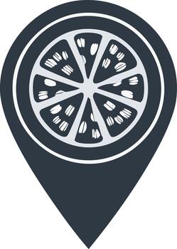 agrios Fruta rebanada dentro navegación ubicación puntero icono para cartografía aplicaciones vector