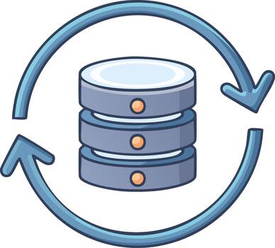 Database synchronization and data exchange with circular arrows vector