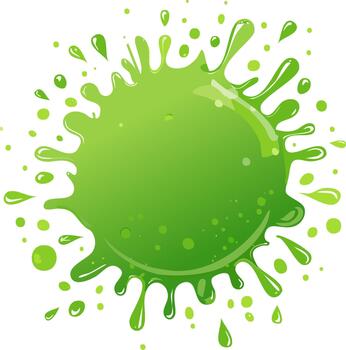 vibrante verde líquido chapoteo diseño elemento con dinámica salpicaduras y numeroso goteo gotas vector