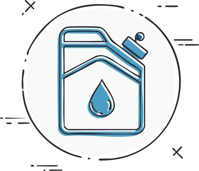 Blue Liquid Container with Drop Icon and Scribble Circle Border vector