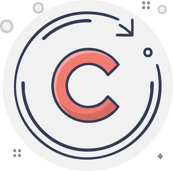 moderno plano diseño icono de rojo letra C en un circular actualizar flecha símbolo vector