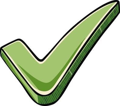 Single green check mark illustration for validation approval or a positive choice affirmation graphic vector