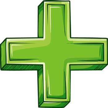 Lime Green Cartoon Plus Sign Graphic Adds and Positivity for Design and Learning Projects vector