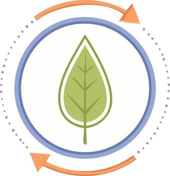 Circular arrow rotation around nature leaf as a symbol of recycling and eco friendly processes vector
