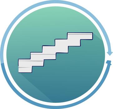 pasos a éxito negocio crecimiento con flechas icono circular lazo símbolo vector