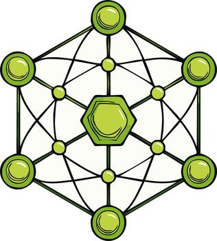 verde sagrado geometría metatrón cubo resumen ilustración red diagrama vector