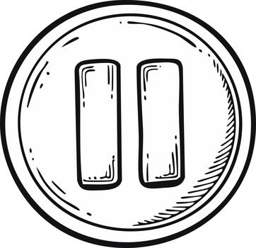 Hand drawn doodle style pause button icon for media player and digital interface controls vector