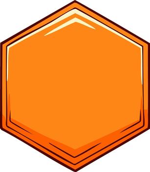 Orange Hexagon Shape with Brown Border, Honeycomb Pattern Isolated vector