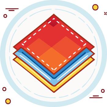 apilar de multi de colores capas de paño o tela en rojo, naranja, azul y amarillo color vector