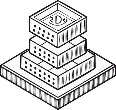 Three Dimensional Isometric Block Tower Illustration vector