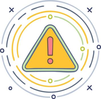 mano dibujado estilo advertencia símbolo icono con resumen vistoso circular garabatear diseño vector