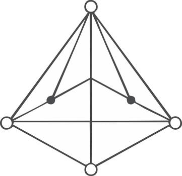 Abstract geometric three dimensional shape with nodes and connecting lines vector