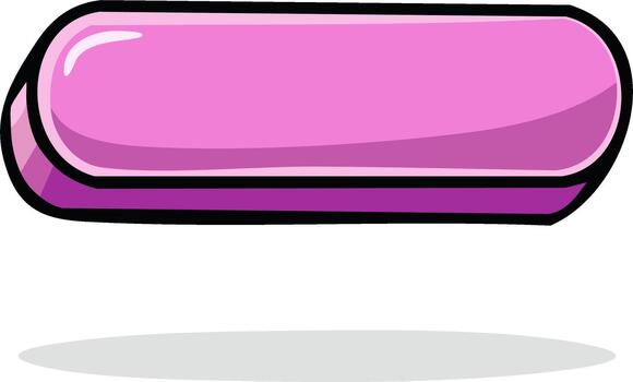 Glossy pink rectangular button or web banner icon in a cartoon style with 3D effect vector