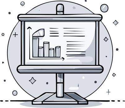 Illustration of a presentation board with statistical diagrams and data for business vector