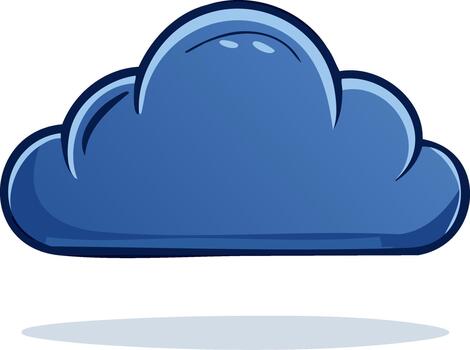 Stylized dark blue cloud icon with glossy finish and soft drop shadow beneath vector