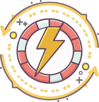 resumen energía símbolo con relámpago tornillo dentro circular gráfico con flechas vector